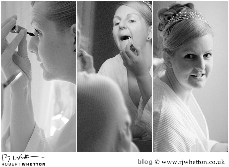 Wedding of Leah and Neil at St Marys, West Moors Leah preparing - Dorset Wedding Photographer Robert Whetton