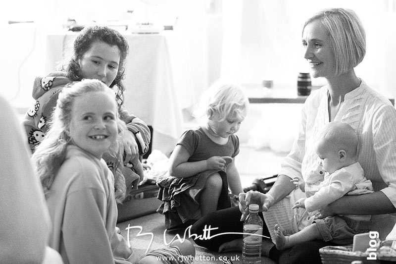 Bridesmaids relax before getting dressed Bridesmaids relax before getting dressed - Professional Wedding Photography Dorset