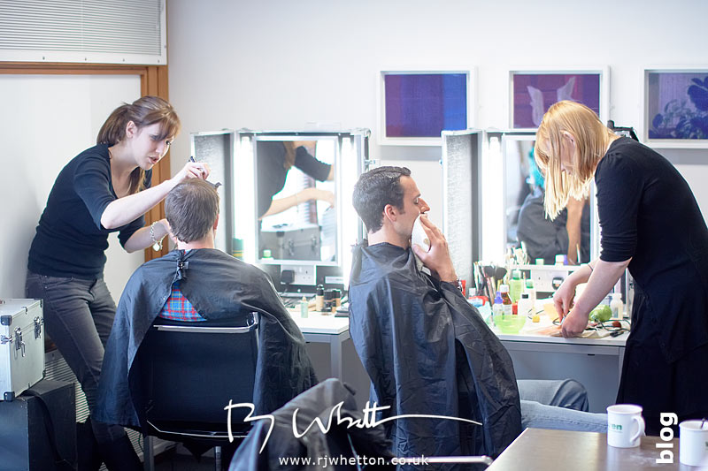 One by one the Yes Sir Boss artists start to have their make up done too Yes Sir Boss - Not Guilty Production Still - Production Photography Dorset