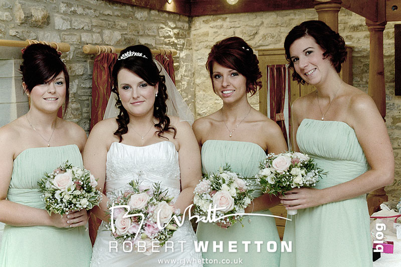 Wedding of Jo and Ben Christie at Kingston Country Courtyard, Swanage Jo and her bridesmaids - Dorset Wedding Photographer Robert Whetton