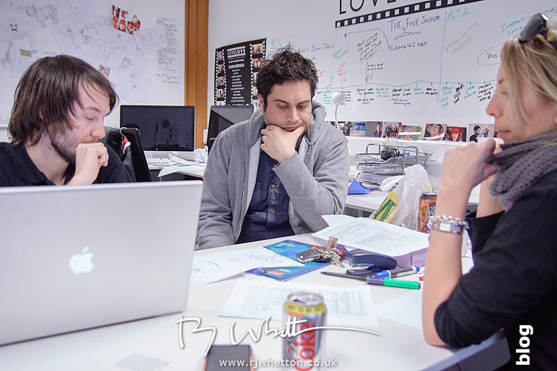 The Love Love Film crew discuss the filming Yes Sir Boss - Not Guilty Production Still - Production Photography Dorset