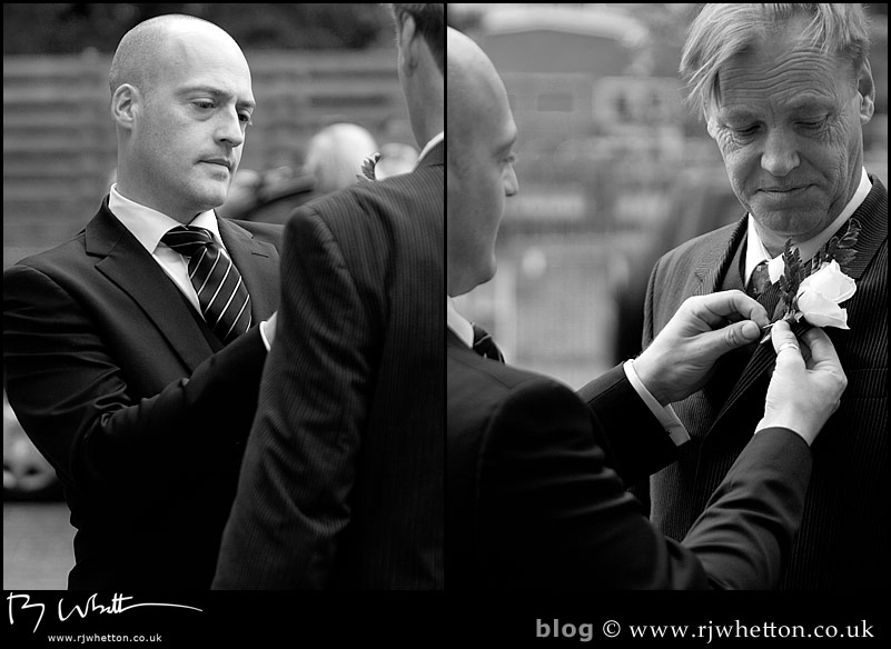 Ushers get themselves ready outside the church Ushers get themselves ready outside the church - Professional Wedding Photography Dorset