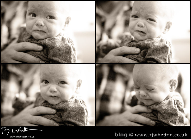 Not every moment in a babies life is a happy one as Scout demonstrates.. Scout is not a happy bunny - Baby Portraits - Professional Portraits Dorset