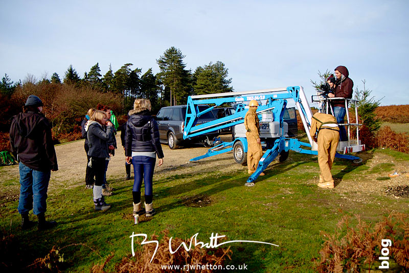 Film crew strap into crain Film crew strap into crain - Production Photography Dorset