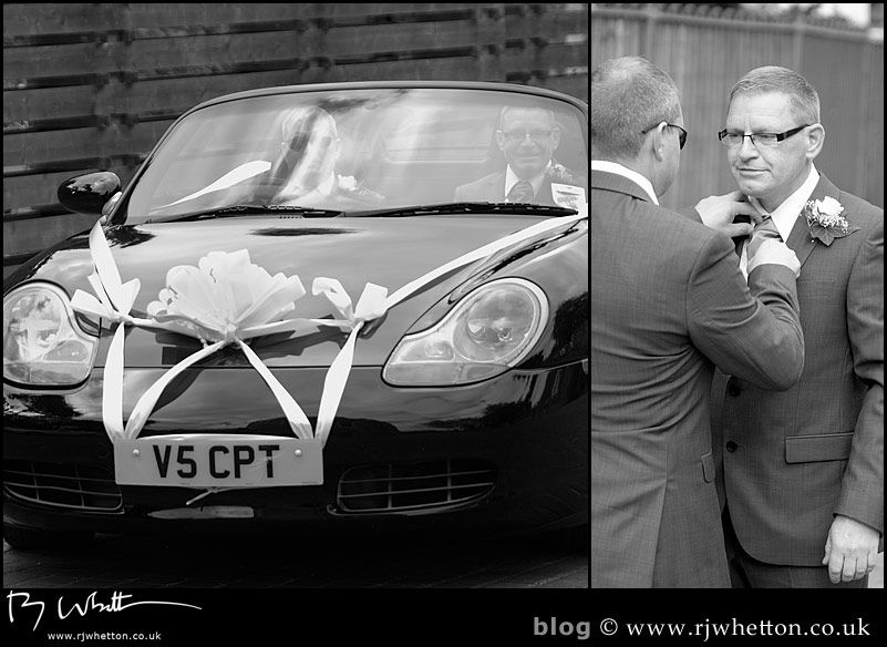 Darren arrives with his best man Darren arrives with his best man - Professional Wedding Photography Dorset