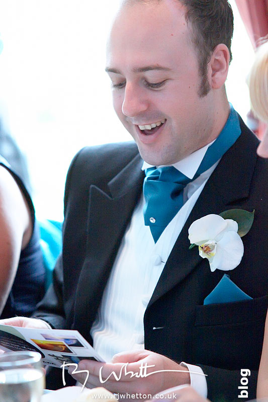 North Devon Wedding with Matt Fryer - Ash enjoying a telegram sent by a well wisher