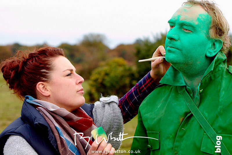 Andy Duerden has his green make-up topped up Andy Duerden has his green make-up topped up - Production Photography Dorset