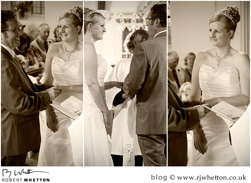 Wedding of Leah and Neil at St Marys, West Moors Exchange rings - Dorset Wedding Photographer Robert Whetton