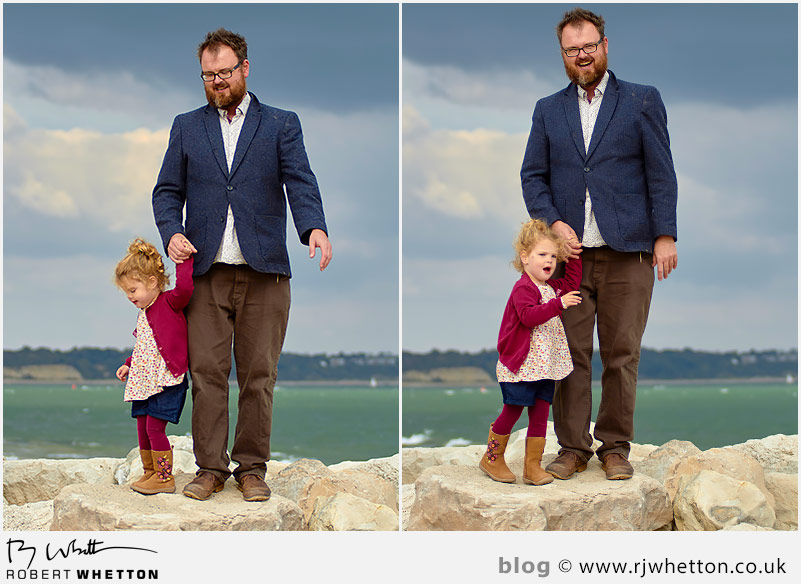 Dom and Scout standing on rocks at Hegistbury Head Dom and Scout standing on rocks at Hegistbury Head - Portrait Photography Dorset