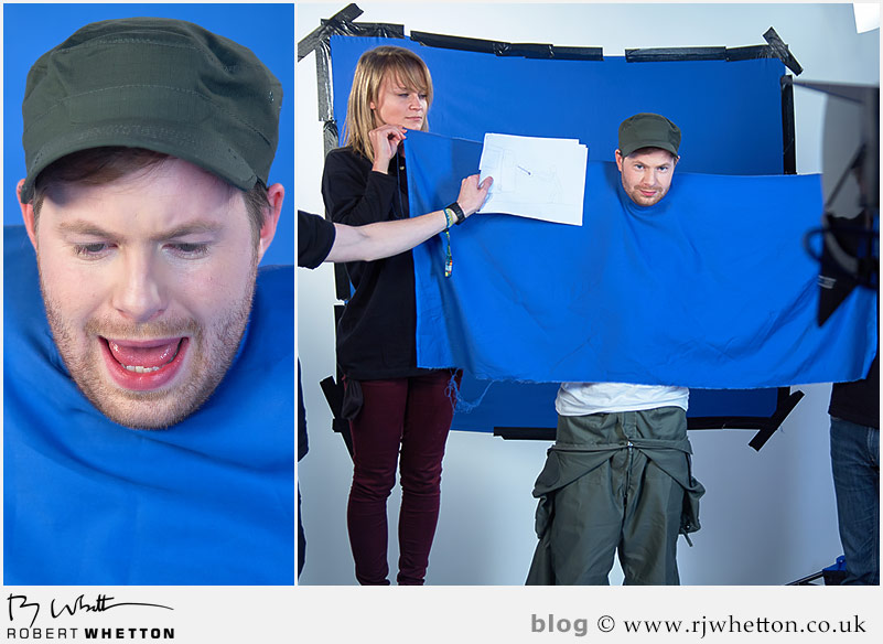 Luke Potter has his time in front of the camera Yes Sir Boss - Not Guilty Production Still - Production Photography Dorset