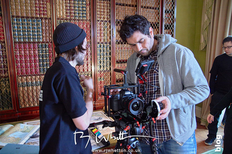 Ross and Charlie setup the camera for the first take Yes Sir Boss - Not Guilty Production Still - Production Photography Dorset