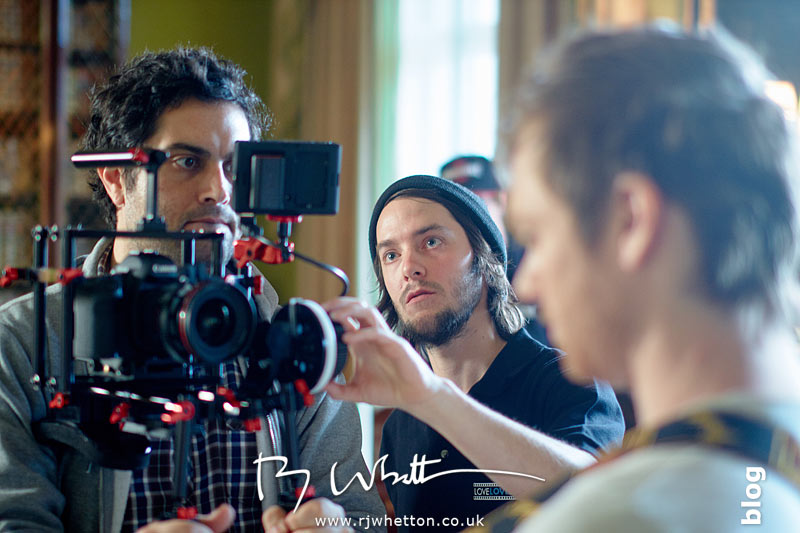 Ross and Charlie filming a take Yes Sir Boss - Not Guilty Production Still - Production Photography Dorset