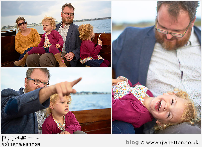 Family fun on the boat Harper being tickled by dad on the boat - Portrait Photography Dorset