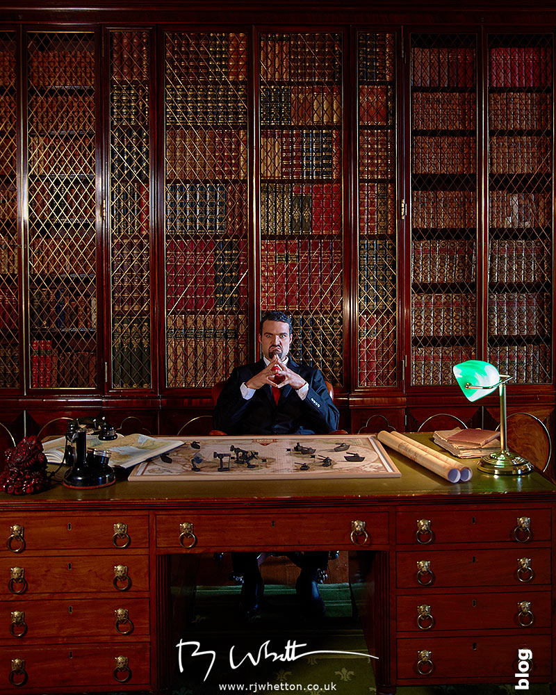 The villain in his lair Yes Sir Boss - Not Guilty Production Still - Production Photography Dorset