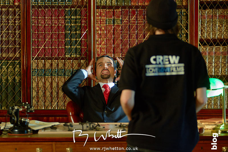 Denzil acting in a scene Yes Sir Boss - Not Guilty Production Still - Production Photography Dorset