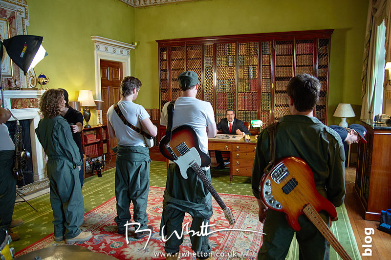 Denzil as the villain giving the Yes Sir Boss performers some grief Yes Sir Boss - Not Guilty Production Still - Production Photography Dorset